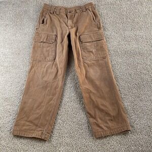 Duluth Trading Cargo Pants Mens 35x32 Brown Relaxed Fit Canvas Workwear Utility